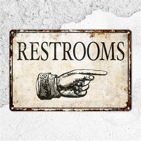 Restroom Metal Sign Washroom Signs Bathroom Decor Directional Signs Subcow