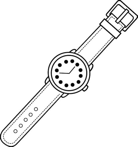 Premium Vector Black And White Vector Illustration Of A Wristwatch