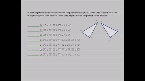 Geom Congruent Triangles Shortcuts Test Review Youtube