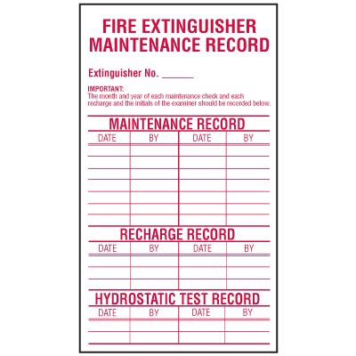 Fire Extinguisher Maintenance Record Labels Seton