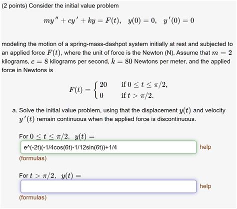 Solved Points Consider The Initial Value Problem My Cy Ky F