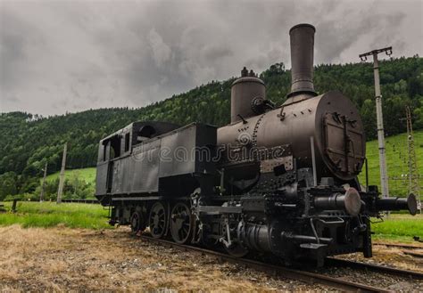 black steam locomotive stock image image  overgrown