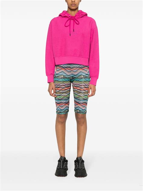 Missoni Embroidered Logo Cropped Hoodie Pink Farfetch