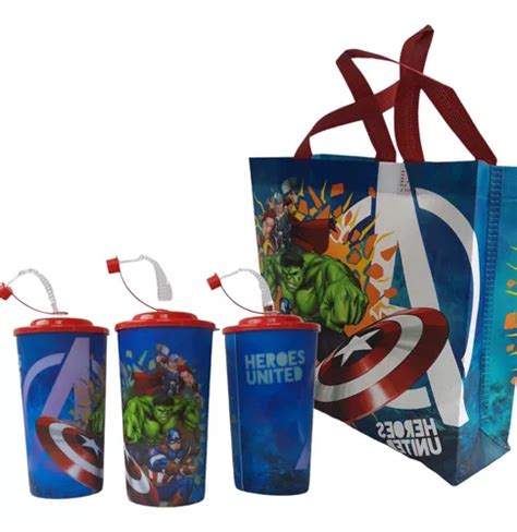 Paquete De Bolsas Dulceros Avengers Y Vasos Avengers