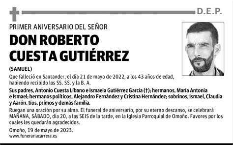 Don Roberto Cuesta Guti Rrez Esquela El Diario Monta S