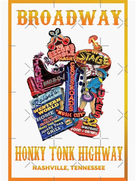 "Honky Tonk Highway" Sticker for Sale by Emma Hulet | Redbubble