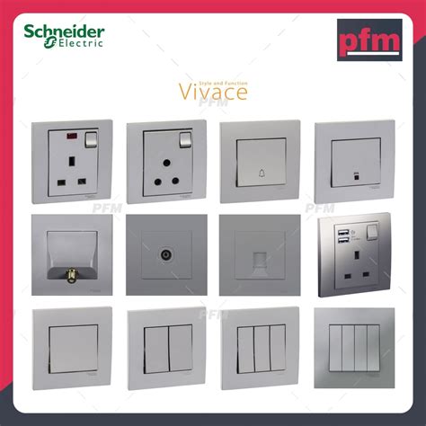 Full Range Schneider Vivace Series Silver Switches And Sockets Shopee Malaysia