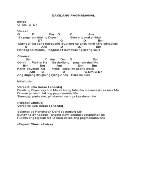 Dakilang Pagmamahal Chords Pdf