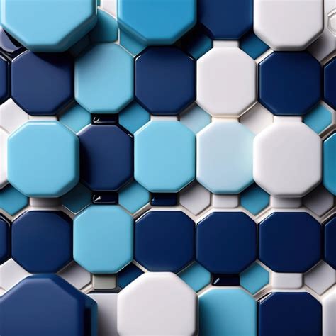 Premium Ai Image A Wall Of Hexagons With Blue And White Tiles