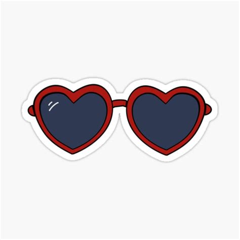 Red Heart Shaped Sunglasses Sticker By Jalyns Redbubble