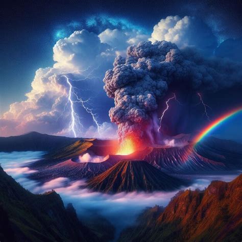 Premium Photo Volcano Erupts Generative AI