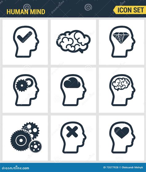 Icons Set Premium Quality Of Human Mind Process Brain Features And