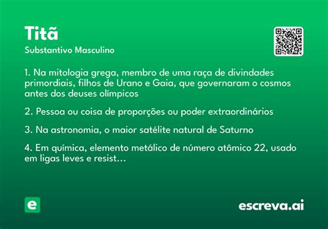 O Que Significa Titã - Titã - Significado e Sinônimo - escreva.ai