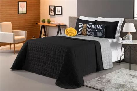 Cobre Leito Casal Queen Preto Cinza Paris Conjunto De Cama Pe As