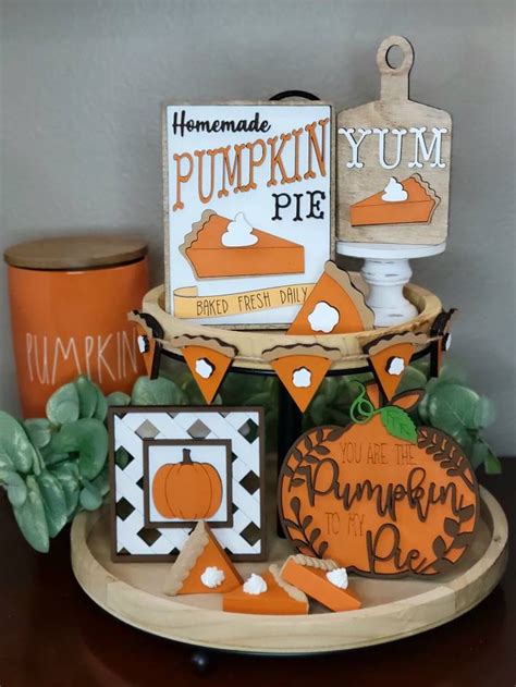 Mini Wood Pumpkin Pie Slices Candy Apple Diy Tray Decor Etsy