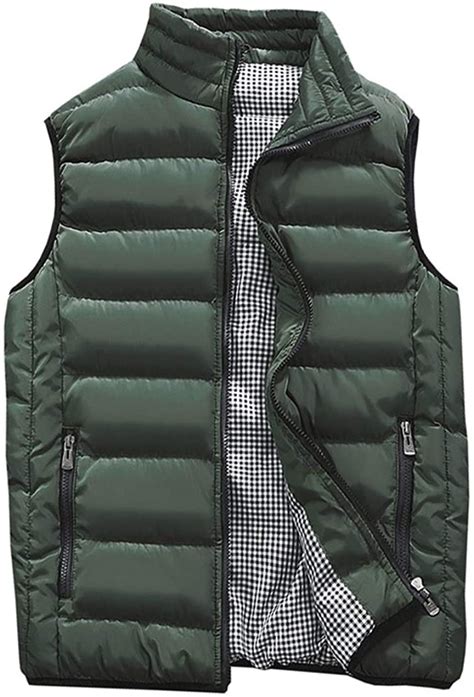 Guanzizai Mens Outdoor Casual Stand Collar Outwear Padded Vest Coats