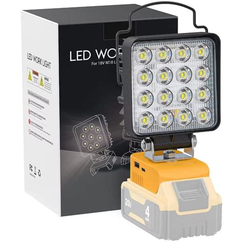 LIVOWALNY Cordless LED Work Light for Dewalt 20v Battery, 34W 3400LM ...