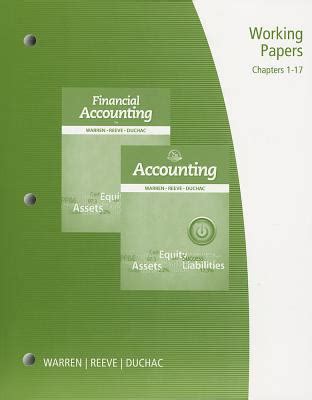 Working Papers Chapter 1 17 For Warren Reeve Duchac S Accounting 25th