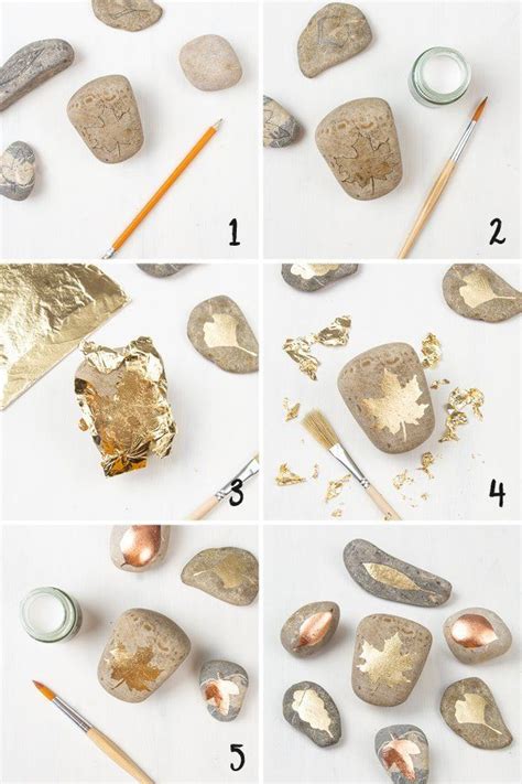 DIY Gold Leaf Painted Rocks – Easy Rock Painting Step by Step Tutorial ...