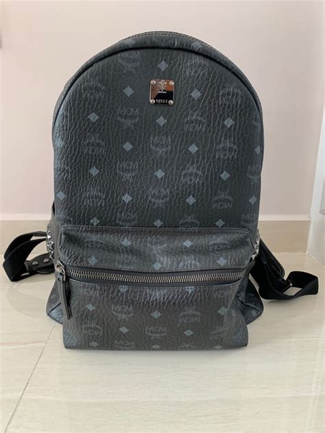 Mcm Stark Side Studs Black Backpack In Visetos Large Mens Fashion