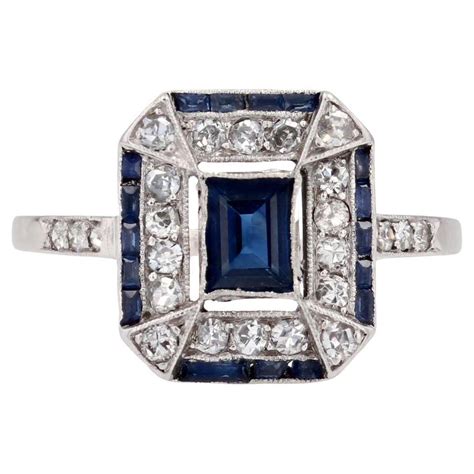 Fantastic Art Deco French Cut Sapphire Diamond Platinum Ring At 1stdibs