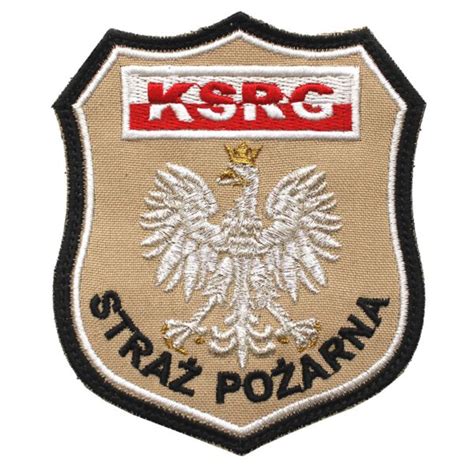 Naszywka naramienna piaskowa KSRG STRAŻ Pożarna Orzeł Polski OSP