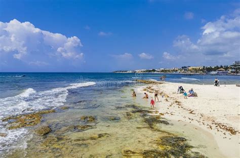 Tropical Mexican Beach Full Of People Playa Del Carmen Mexico Editorial