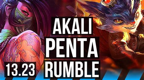 AKALI Vs RUMBLE MID Penta 3 5M Mastery 9 Solo Kills Legendary