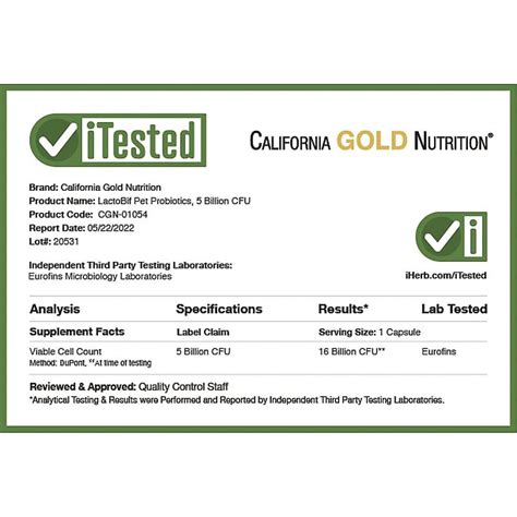 California Gold Nutrition, LactoBif Pet Probiotics, 5 Billion CFU, 60 ...