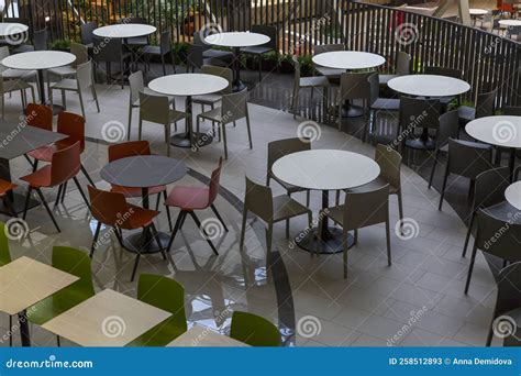 Empty Tables and Comfortable Seating at a Food Court in a Shopping Mall ...