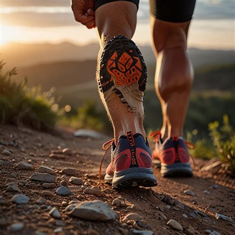 A Man With A Tattoo On His Leg Walks Down A Mountain Premium Ai