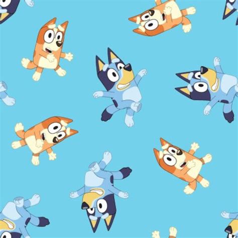 Bluey And Bingo Cotton Fabric By The 1 4 Yard 1 2 Yard Fat Etsy