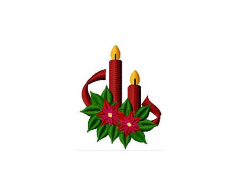 Christmas Candle Embroidery Design Holiday Candle Embroidery Etsy