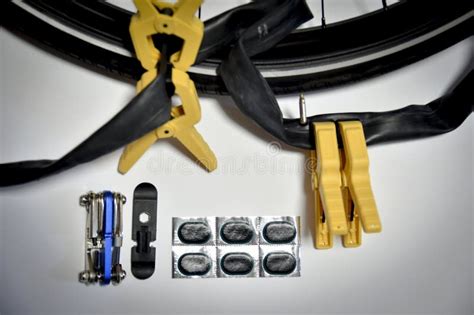 Bicycle Wheel How To Seal a Tire Stock Image - Image of press, clamp ...