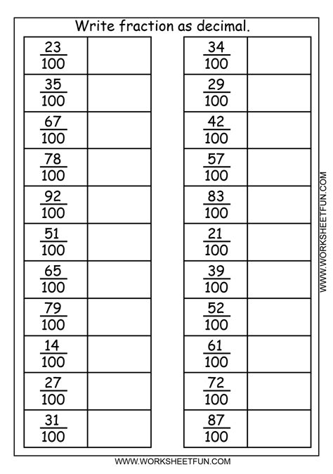 Changing Common Fractions To Decimals Worksheet Commonworksheets