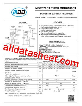 MBR830CT Datasheet PDF Microdiode Electronics Jiangsu Co Ltd