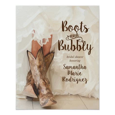 Boots Bubbly Texas Bride In Boots Bridal Shower Poster Zazzle