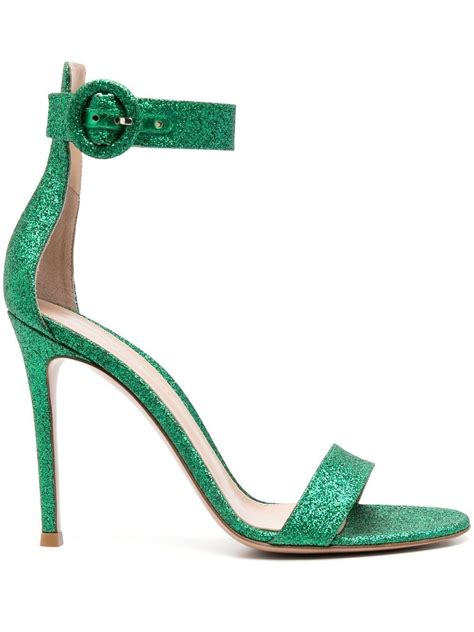 Gianvito Rossi Portofino Mm Glitter Sandals Green Farfetch Uk