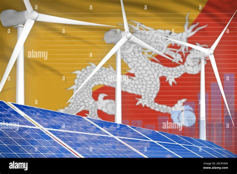 Bhutan Solar And Wind Energy Digital Graph Concept Environmental Energy Industrial