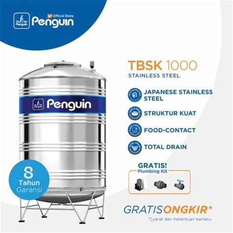 Jual Tangki Air Stainless Penguin TBSK 1000 Liter Toren Tandon