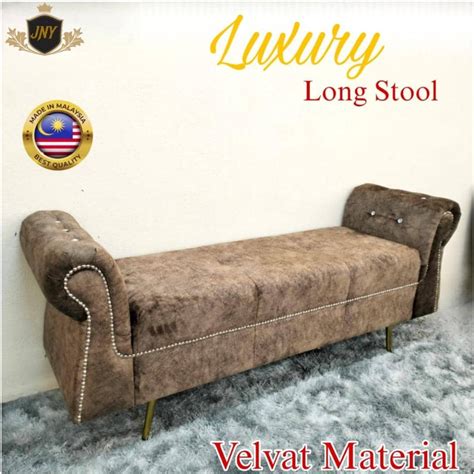 Jny Chesterfield Luxury Bench Chair Bench Stool Velvet Baldu Kerusi