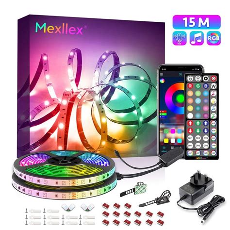 Mexllex Led Strip Lights M Music Sync Color Changing Rgb Led Strip