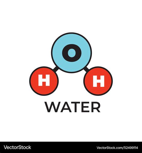 H2o Water Molecule Model Chemical Formula Vector Image