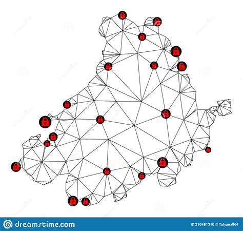 Lockdown Polygonal Carcass Mesh Vector Map Of Avila Province Stock