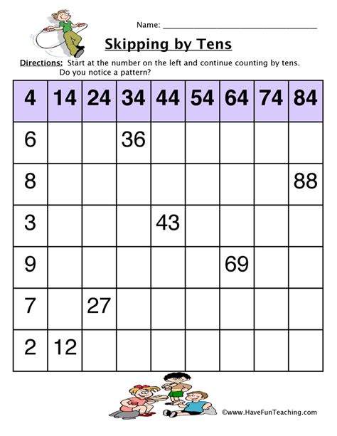 Skip Count By Tens Chart Worksheet Have Fun Teaching