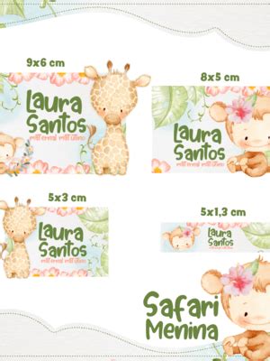 100 Etiquetas Escolares Personalizadas Safari Menina Compre Produtos