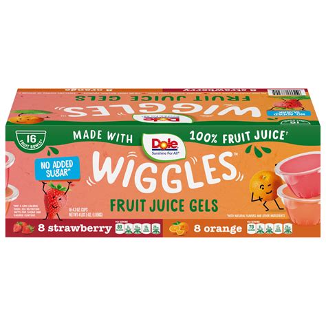 Dole Wiggles Orange And Strawberry Fruit Juice Gels Variety Pack 16