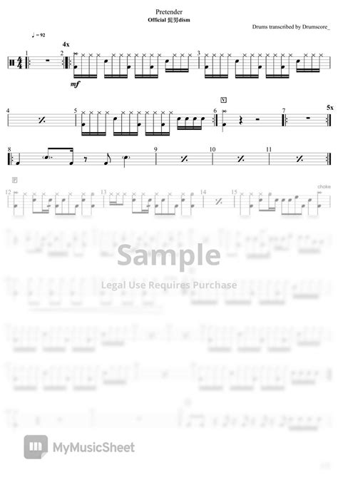 Official Dism Pretender Drum Score By Drumscore