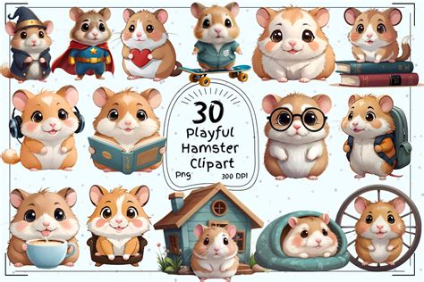 30 Cute Kawaii Playful Hamster Clipart Graphic By Hamees Store · Creative Fabrica