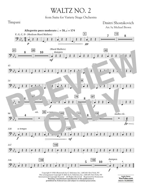 Waltz No 2 From Suite For Variety Stage Orchestra Arr Brown Timpani By Dmitri